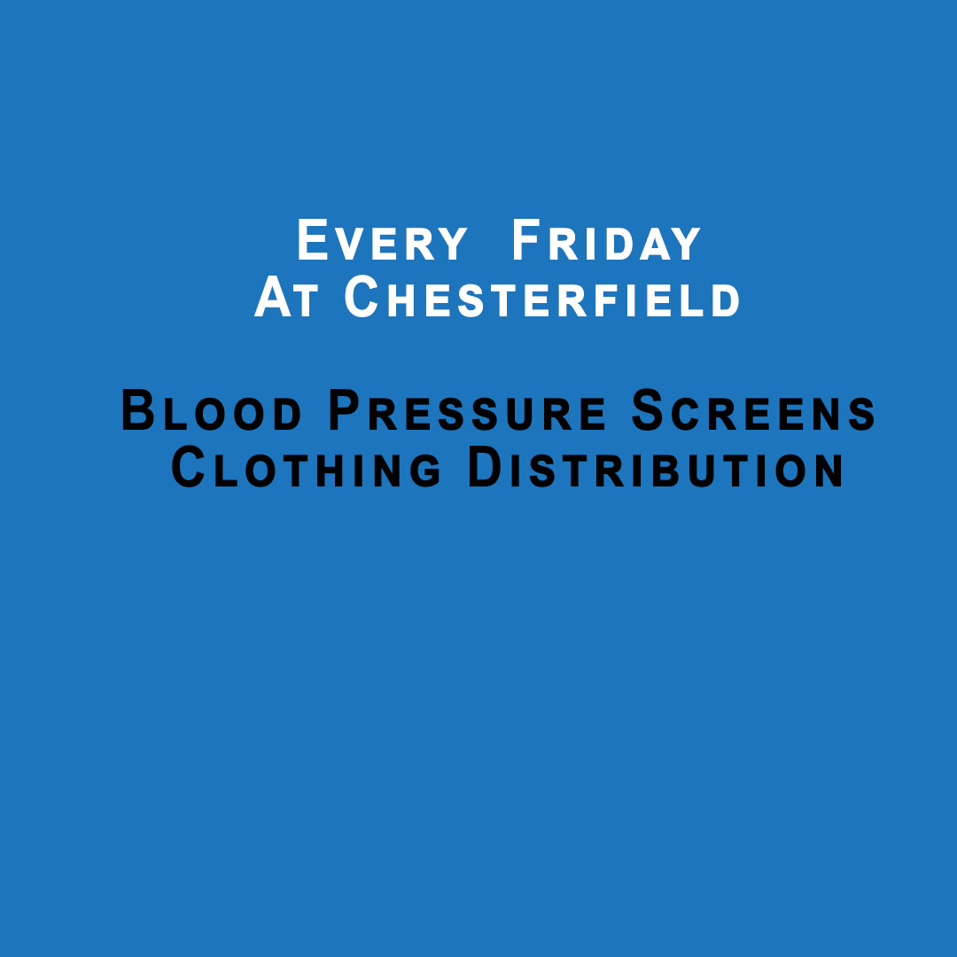 Every Friday | Blood Pressure Screens Clothing Distribution